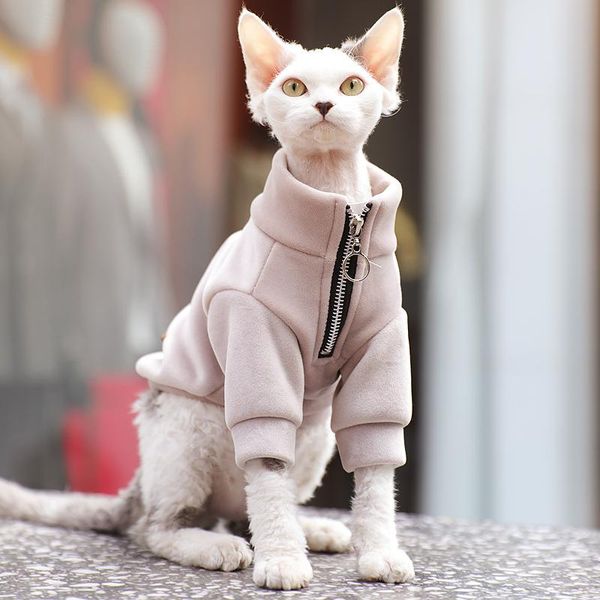 

cat costumes sphinx cat's hoodies winter fleece dog sweatshirt puppy pullover coat hairless clothes for small cats thick warm sweater