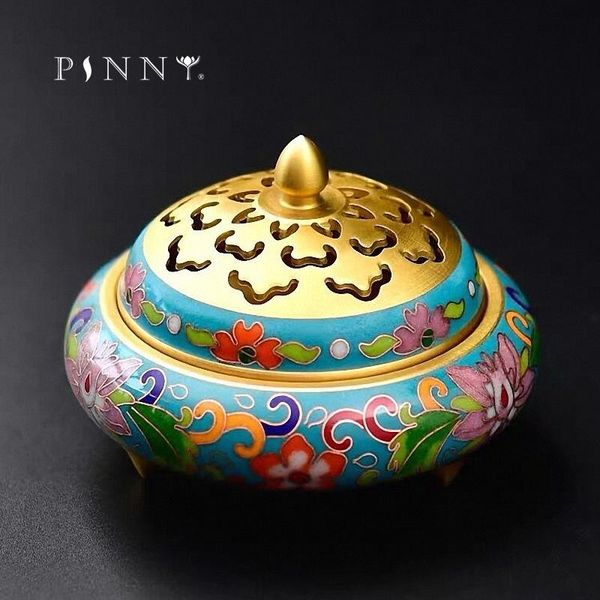 

fragrance lamps pinny cloisonne brass censer metal enamel coil incense burner room decoration meditation sandalwood base