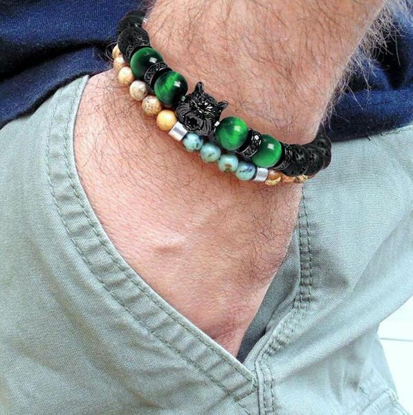 

beaded, strands save a wolf bracelet, head lava bracelet energy stone beaded, Black