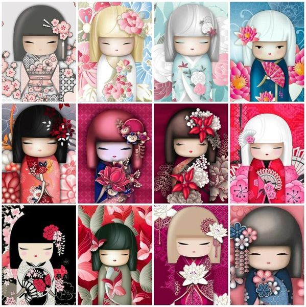 

diamond painting azqsd 5d diy japanses girl handmade gift embroidery portrait mosaic needlework children's room decor