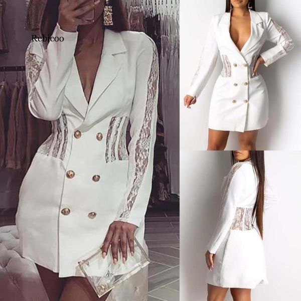 

casual dresses rebicoo dress women long sleeve solid color lace stitch button winter plus size ropa mujer robe hiver femme, Black;gray