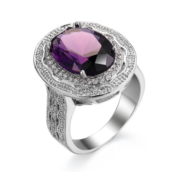 

zircon jewelry purple ring creative, Slivery;golden