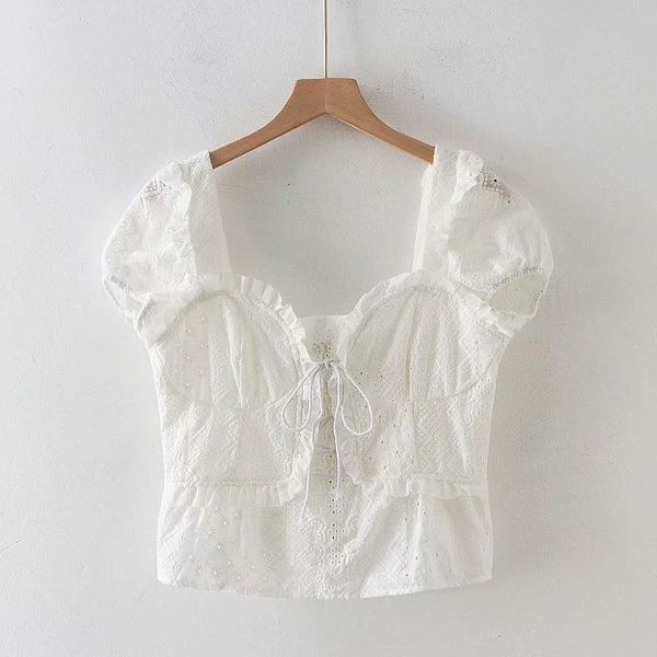 

t shirt summer fashion in 2021 slim embroidery short cardigan women's, White