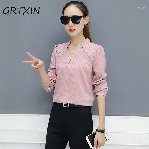 

arrival women blouse autumn work wear office shirts femme v-neck long sleeve ladies striped blusa for mujer women's blouses &, White