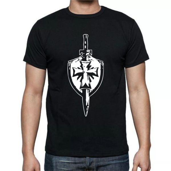 

Knights Templar Sword Shield Christ God Jesus T shirt tee, White;black