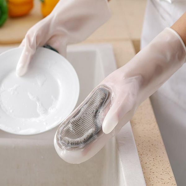 

disposable gloves dishwashing housework waterproof magic silicone anti-scald kitchen cleaning clothes durable