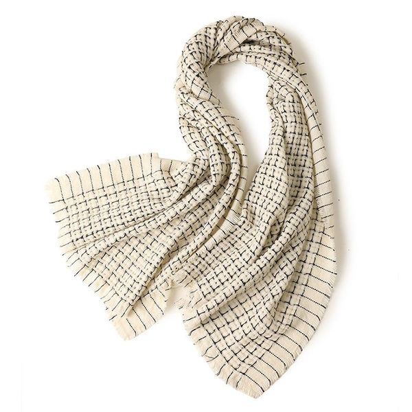 

scarves 2021 women winter scarf luxury lamb wool scarf,black white plaid shawl comfortable warm creamy-white long for ladies, Blue;gray
