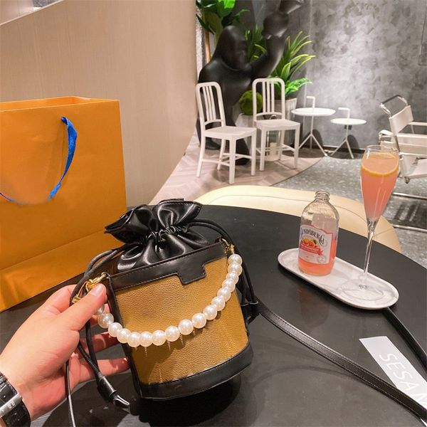 

2021 designer bags fashion pearl chain bag cross body classic mini drawstring single shoulder handbag gift box