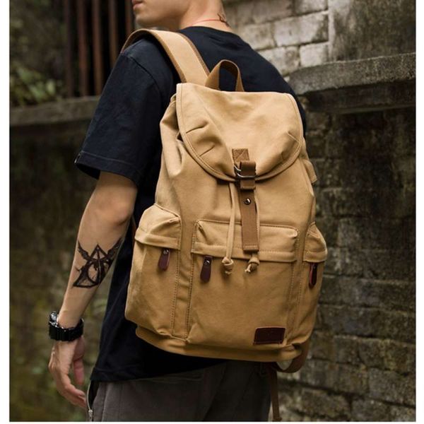 

tanghao canvas backpack vintage casual rucksack 14inch lapbackpack w/ usb charging port schoolbag student mochia 210929
