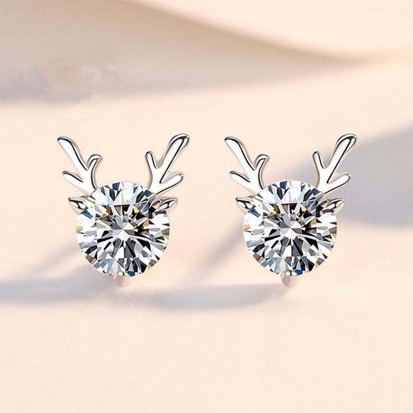

stud s925 sterling silver deer with your earrings female student mori fashion jewelry ear, Golden;silver