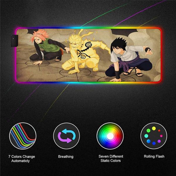 

mouse pads & wrist rests led color luminous game naruto anime rgb pad large pc mousepad deskusb mause with backlight 40x90/30x35 cm