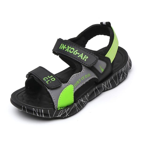 

sandals 2021 children's summer boys leather baby shoes kids flat child beach sports soft non-slip casual toddler, Black;red