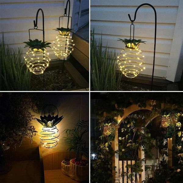 

pineapple string hanging solar powered led lights garden yard waterproof home lawn lamp ornament outdoor decor guide light decorations