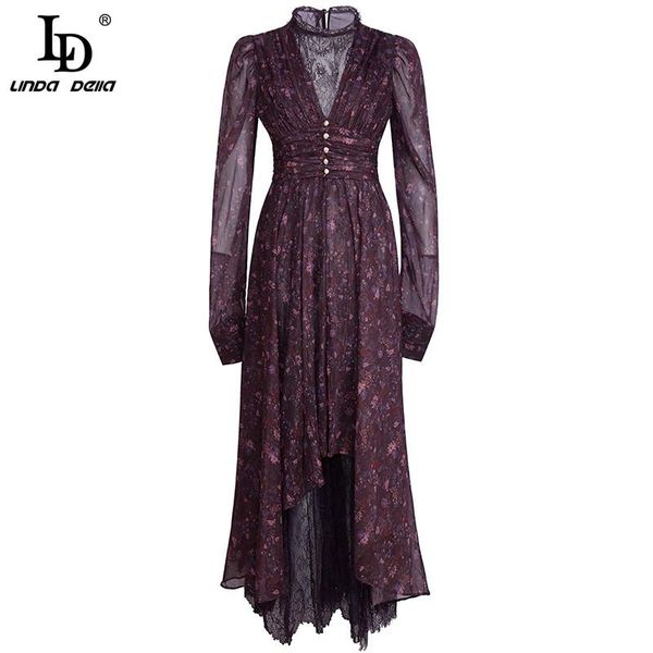 

della 2021 spring summer fashion runway elegant party dresses women v neck peplum ruched lace asymmetrical dress casual, Black;gray