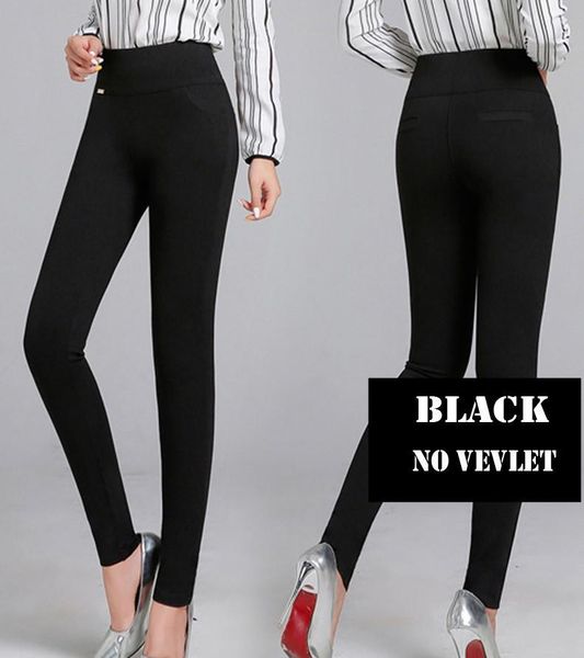 

women's leggings s-4xl plus size high elastic waist casual stretch ny pencil pants women trousers clothing female 405q, Black