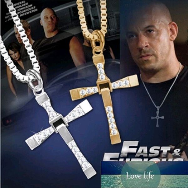 

gold color male necklaces & pendants fashion movie jewelry the fast and the furious toretto men classic cross pendant necklace factory price, Silver