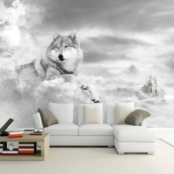 Carta da parati personalizzata di murales 3d Art Modern Art Soggiorno Camera da letto Ristorante Decorazione della parete Wolf Wall Wall Paper Impermeabile