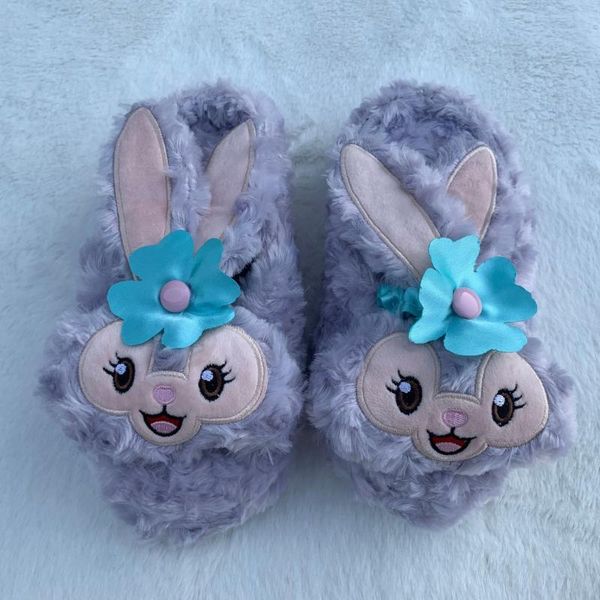 

slippers ginchasio women winter short plush purple color cartoon hair solid fuzzy cozy home bedroom, Black