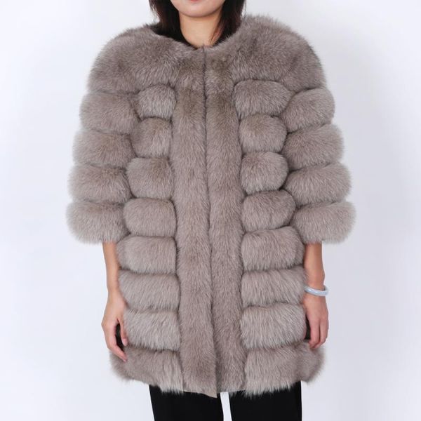 

women's fur & faux real coat 100% natural vest, Black