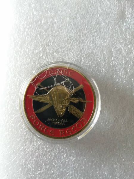 Estados Unidos Souvenir de Corpo de Fuzileiros Presente Usmc Força Recon Crânio Padrão Comemorativo Moeda Ouro Colecionáveis ​​Colecionáveis ​​Coin