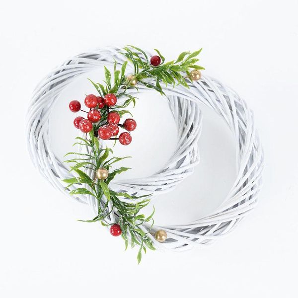 

decorative flowers & wreaths white rattan ring christmas artificial garland wreath ornament wedding party home diy floral decorations