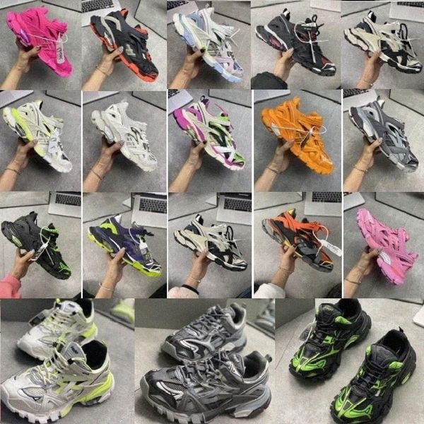 

men women shoe casual track 2 sneakers 19fw track2 white lace-up jogging sneakers 3m triple s chaussures walk m1ss#, Black