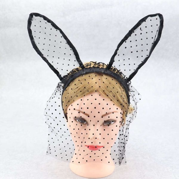 

lace veil headband creative mask headdress, Black;brown