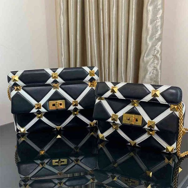 

design handbag designer luxury ladies large handbag diamond plaid leather big rivet sheepskin shoulder messenger bag
