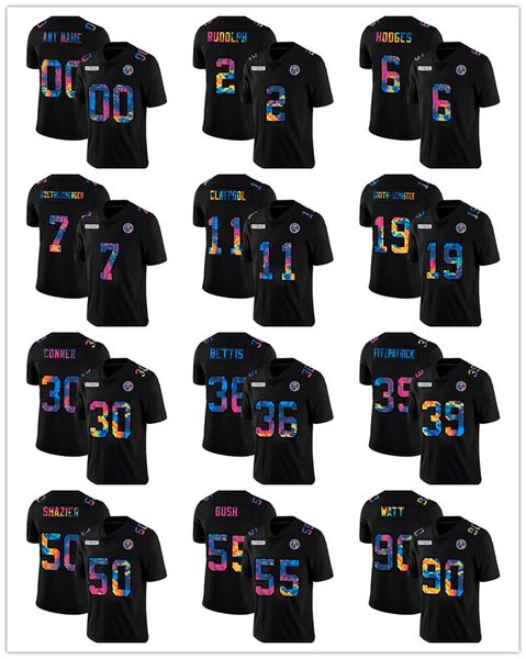 

pittsburghsteelersmen ben roethlisberger james conner t.j. watt 2020 crucial catch vapor untouchable limited football jersey, Black;red
