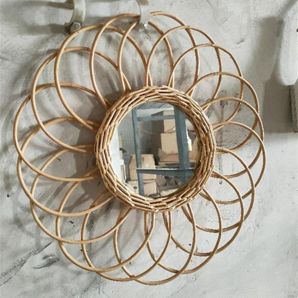 

mirrors natural rattan wall mirror small handwoven wicker home decor innovative art decoration