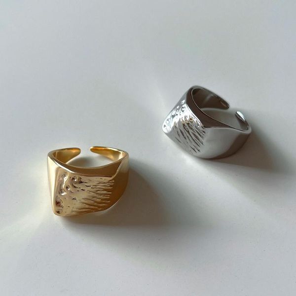 

cluster rings exaggerate authentic s925 sterling silver jewelry dysmorphism geometric rock wider ring rounded adjust gothic tlj1597, Golden;silver