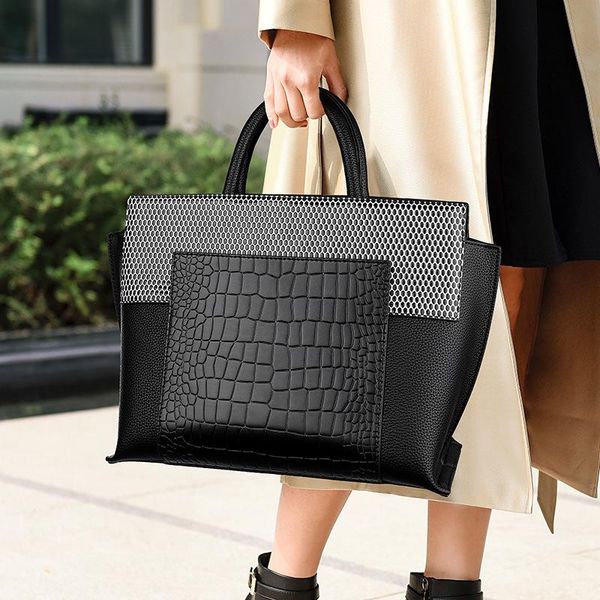 

evening bags for wome 2021 fashion crocodile pattern handbag stitching retro ladies shoulder messenger large capacity tote bag sac