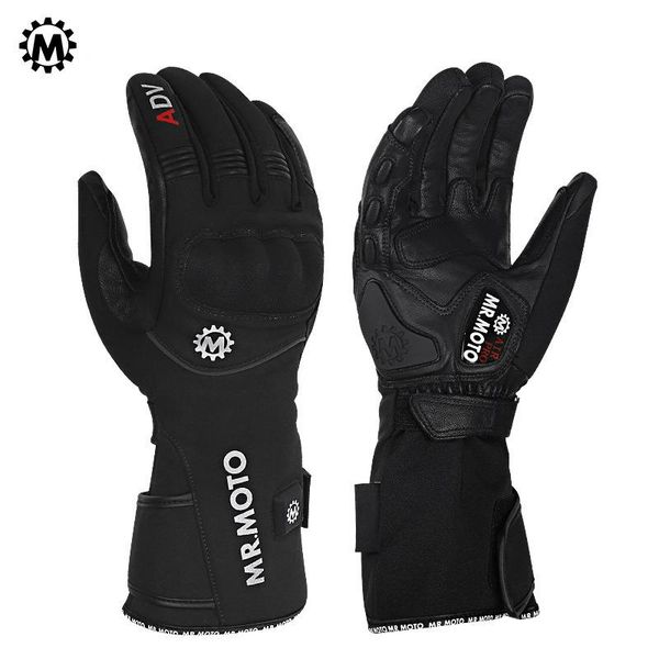 

motorcycle heated gloves rechargeable with battery winter warm skiing waterproof heating thermal for men women cycling, Black
