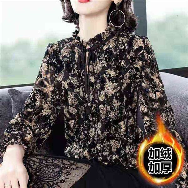 

chiffon long sleeve autumn womens blouses winter loose blusas ropa de mujer, White