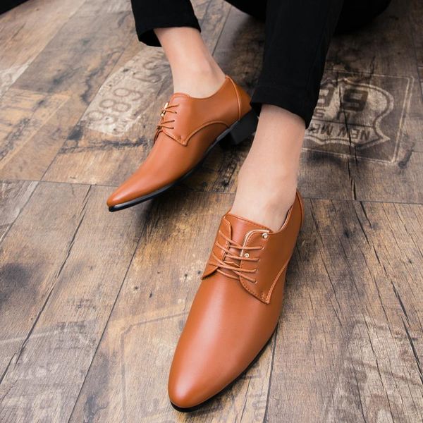 

dress shoes heinrich british style business formal men pointed toe solid color office mens lace-up oxfords male chaussure homme, Black