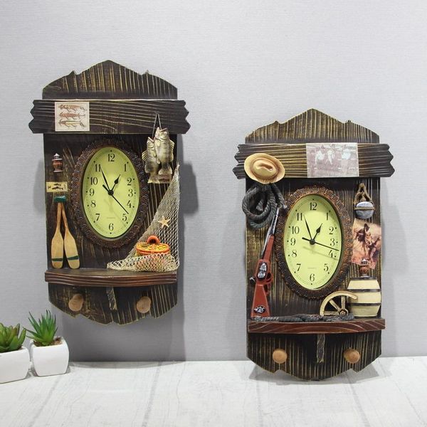 

wall clocks ems wooden mediterranean sea hang clock home decoration vintage pirate ship bedroom decor