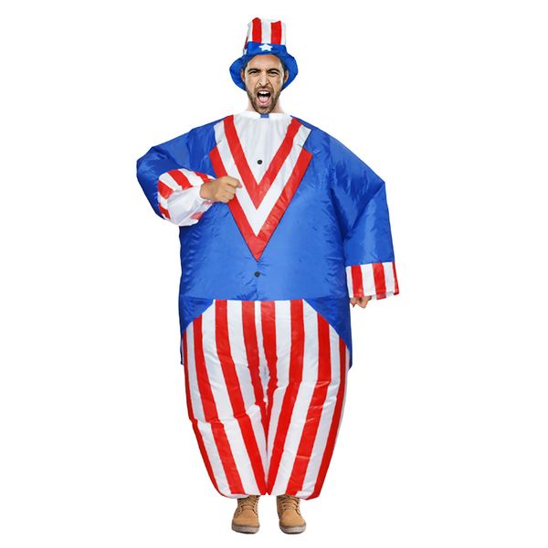 

mascot costumesblue red striped uncle sam inflatable costumes halloween costume carnival festive party mascot role play disfrazmascot, Red;yellow