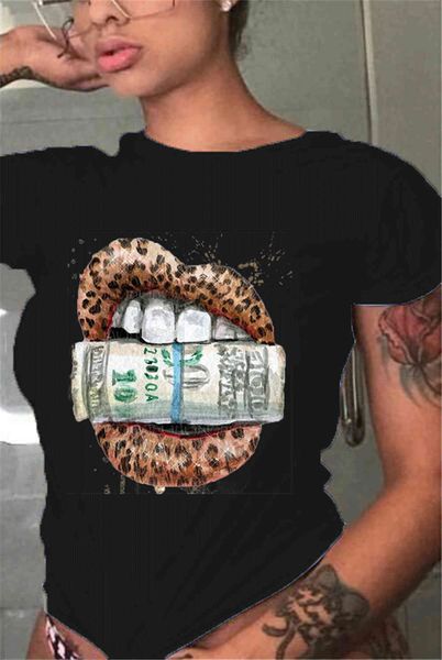 

oversuzed tshirts women bite the dollar crew neck short sleeve female summer, White