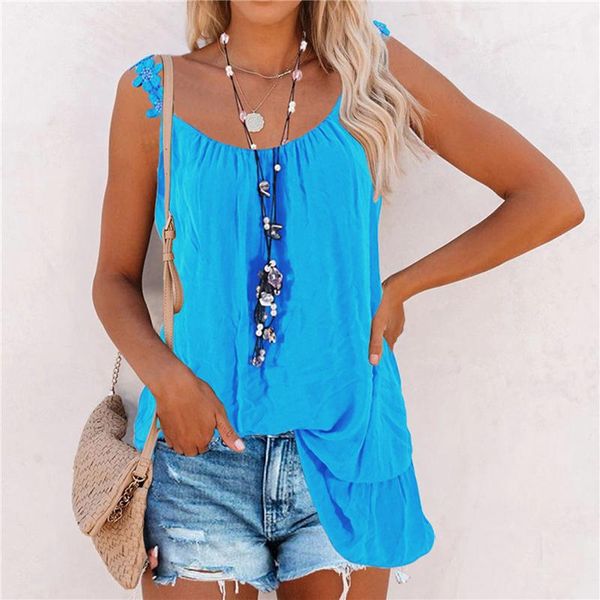 

women's tanks & camis women summer lace sling solid camisole vest double layer stitching lady beach casual loose, White