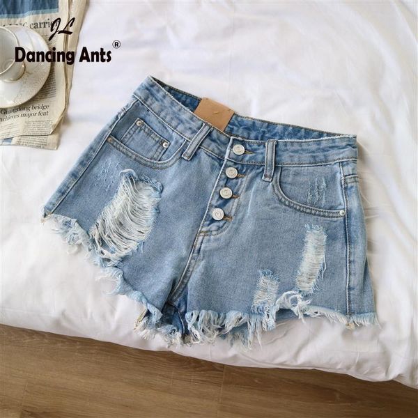 

women's jeans shorts woman short korean hole ripped wide-leg streetwear fashion women denim, Blue