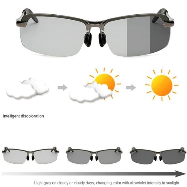 

outdoor eyewear 2021 pochromic polarized semi-rimless sunglasses driver rider sports goggle chameleon change color glasses men women
