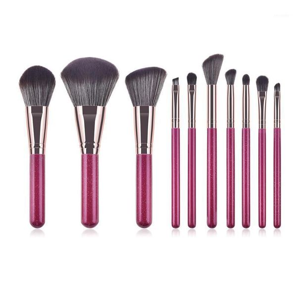 

10pcs makeup brushes set purplish red wooden handle pincel maquiagem maquillaje tool for powder eyeshadow cosmetic1