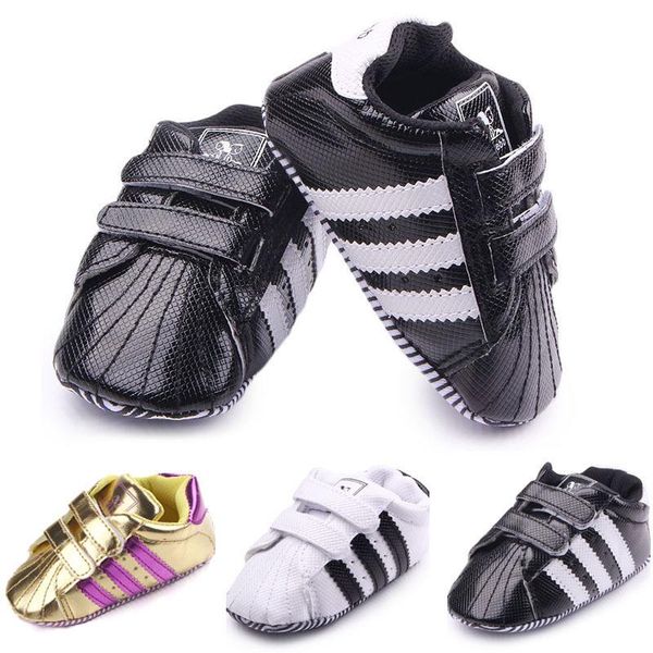 

first walkers born baby toddler shoes boys girls stripe pvc soft bottom non-slip footwear infant