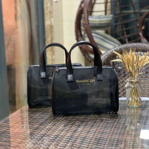 

cosmetic bags handbags simple korean ins mesh hollow transparent wash small multipurpose women's