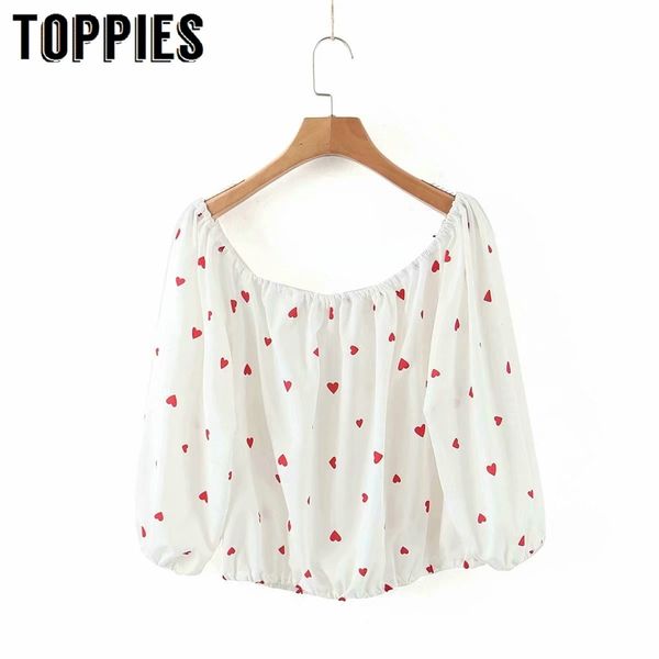 

white print strapless shirt women sweet shirts 210421