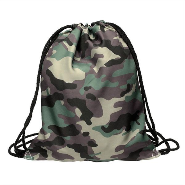 

3d printed camouflage backpack beam pocket oxford cloth shopping storage drawstring bag women casual travel laptop