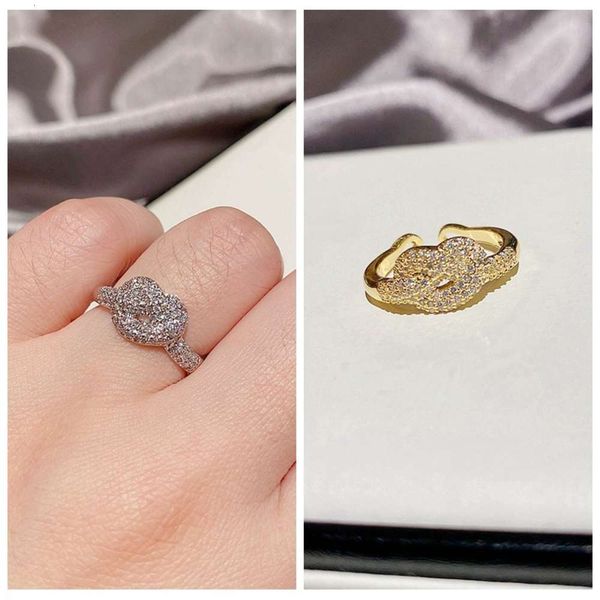 

new high-end fashion zircon micro inlay knot heart-shaped opening adjustable ring jewelry, Black