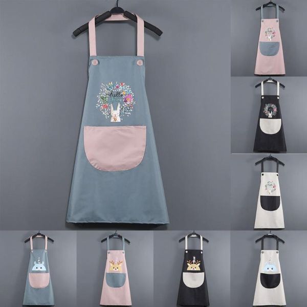 

aprons cartoon print linen sleeveless apron adjustable durable waterproof anti-stain kitchen cooking baking bib premium quality