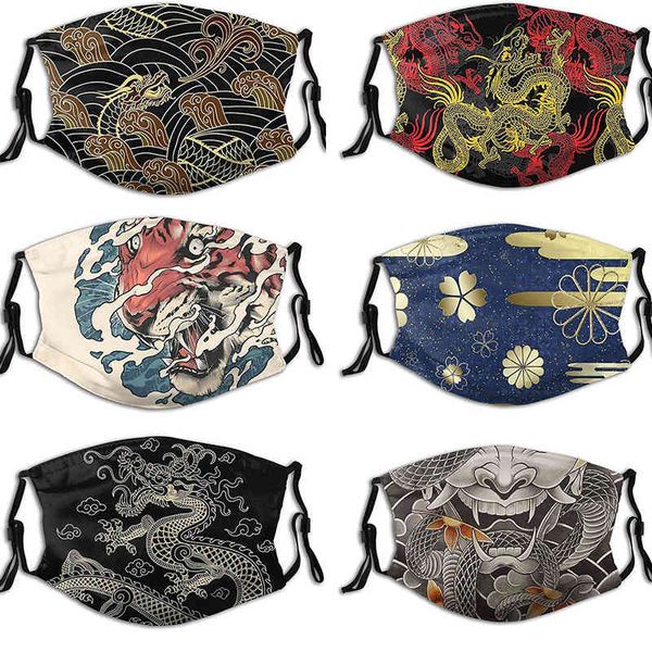 

custom logo 2021 new national traditional culture printed pattern with filter windproof and dustproof adjustable cotton mask