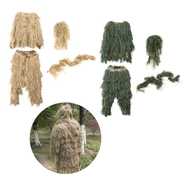 

hunting sets outdoor camo suits ghillie 3d woodland camouflage clothing sniper military clothes pants for jungle hunting, shooting